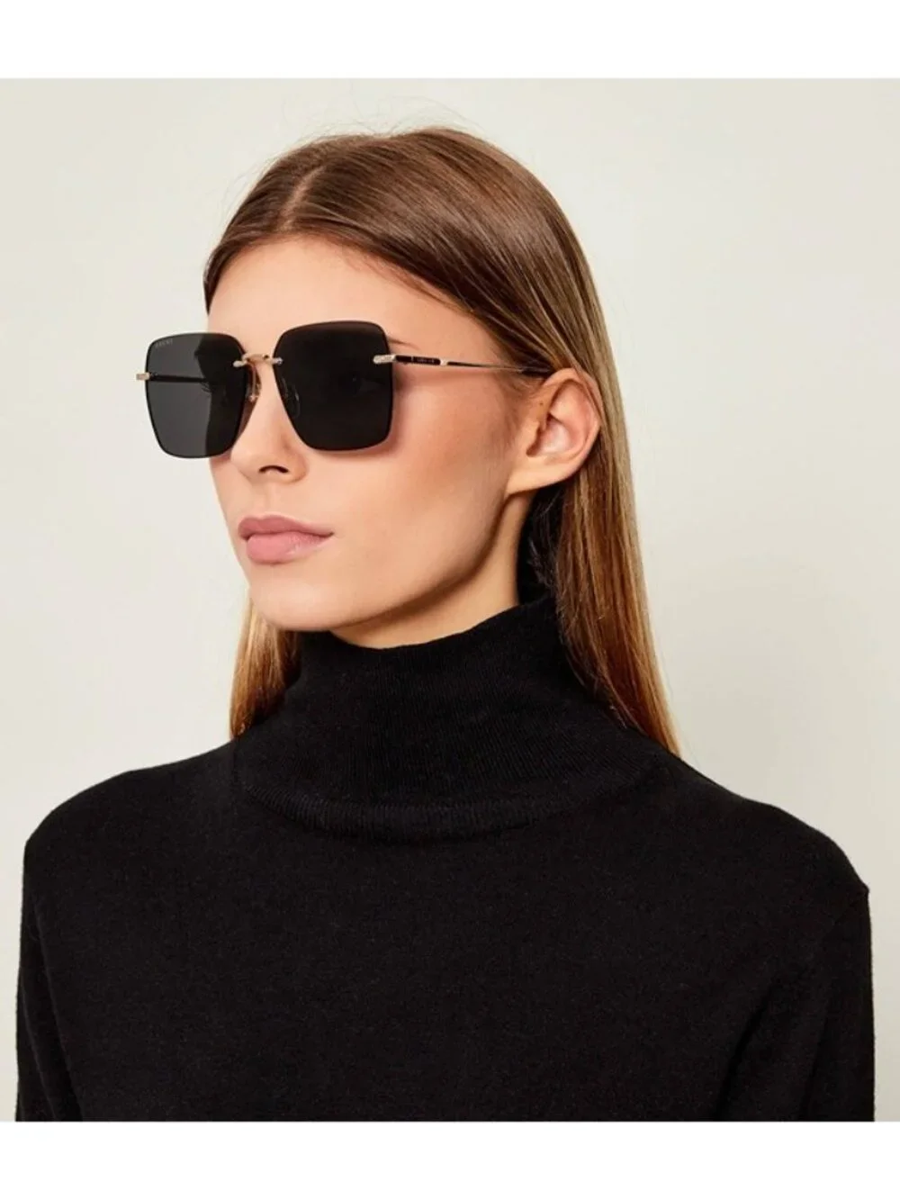 Gucci GG1955SA 003 Sunglasses Shiny Silver Square Frame, Burgundy Lenses